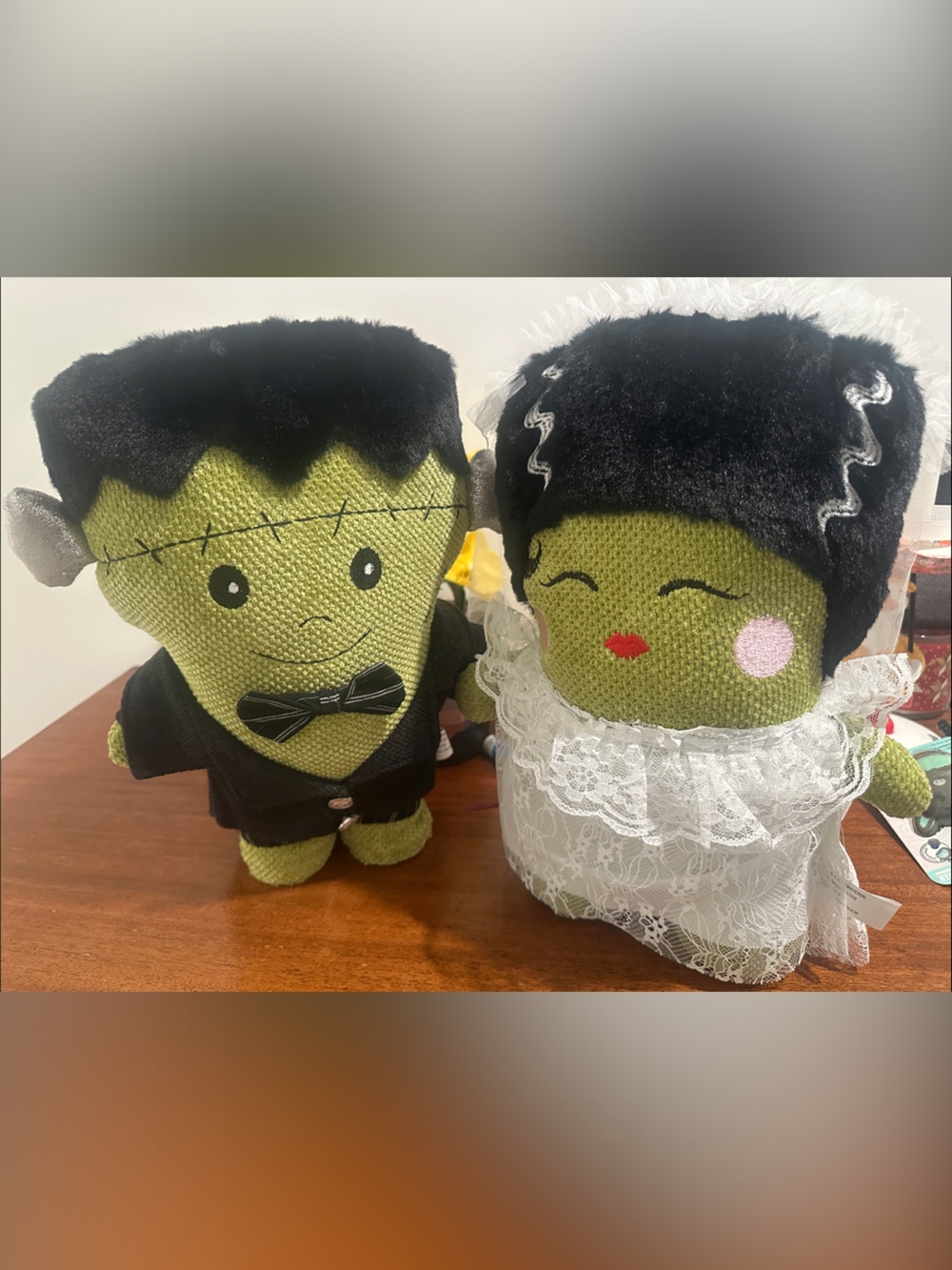 New Plush Frankenstein Bride & Groom Set - Green Plush Dolls